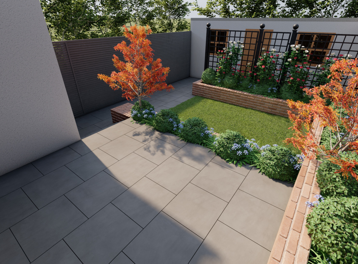 Graphic drawing of low maintenance contemporary style garden design Dublin 3
